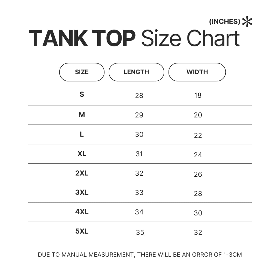 Tank Top Size Chart - Cult Of The Lamb Shop