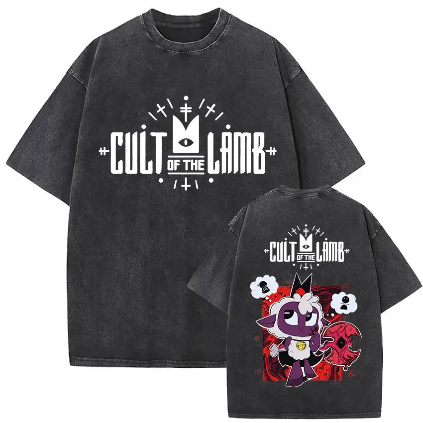 Hot Cult of The Lamb Graphic Washed T Shirts