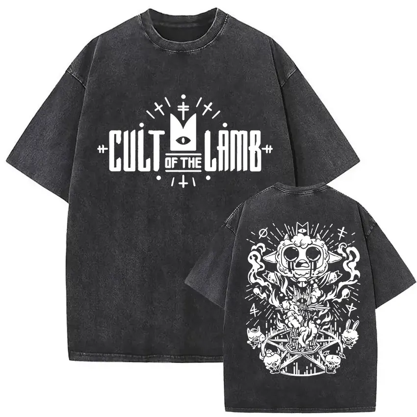 Game Horror Cult of The Lamb Graphic Washed T Shirts